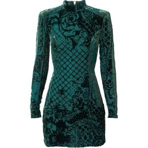H&M x BALMAIN Green Brocade Dress